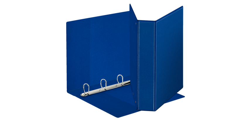 Classeur panorama Esselte A4 4 anneaux méc-D 30mm PP bleu