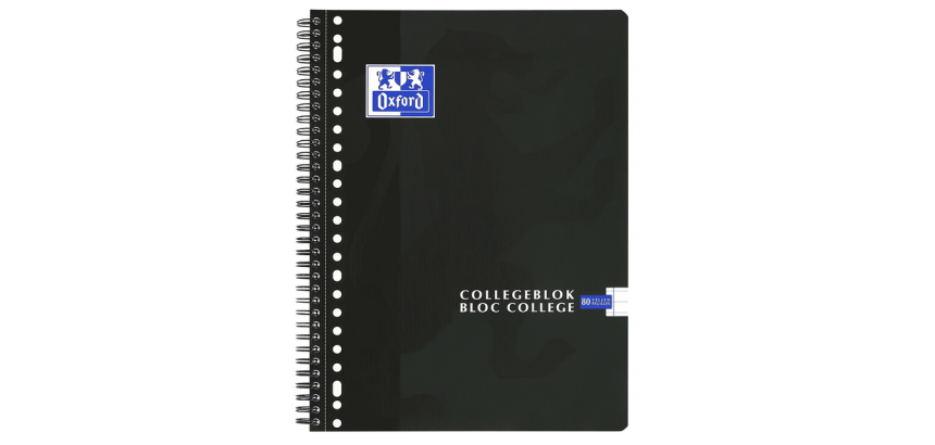 Collegeblok Oxford School A4+ lijn 23-gaats 160 pagina's 80gr zwart