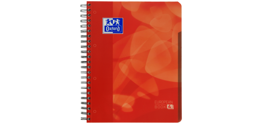 Oxford School Project Notebook A4+ 4 Hole 5mm Square 120 Sheets Red