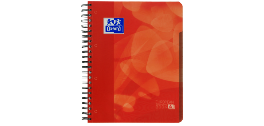 Oxford School Project Notebook A4+ 4 Hole 5mm Square 120 Sheets Red