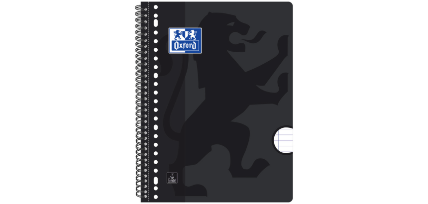 Collegeblok Oxford A4+ lijn 4-gaats 180 pagina's 80gr zwart