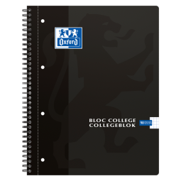 Bloc de cours Oxford A4+ carreau 5mm 4 perf 180 pages 80g noir