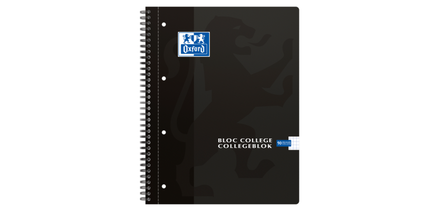 Oxford notebook A4+ 5mm grid 4-hole 180 pages 80g black