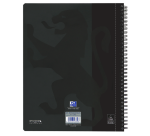 Collegeblok Oxford A4+ ruit 5x5mm 4-gaats 180 pagina's 80gr zwart