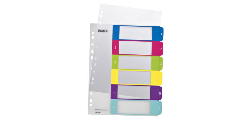Dividers A4+ polypropylene Esselte WOW 6 multicolored tabs - 1 set