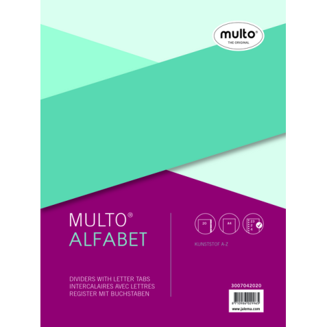 Intercalaire Multo A4 23 perforations 20 onglets A-Z gris