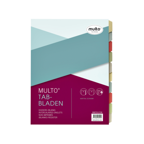 Intercalaire Multo A4 23 perforations 10 onglets carton assorti