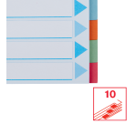 Intercalaire Esselte Premium A4 10 onglets 23 perf carton assorti