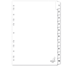 Kangaro PK410C A4 Divider 4 Holes Numbered 1-10 White Cardboard