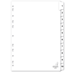 Intercalaire Kangaro PK410C A4 4 perforations numéro 1-10 carton blanc