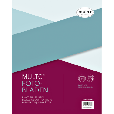 Feuilles photo Multo A4 23 anneaux + couverture noir 20 feuilles