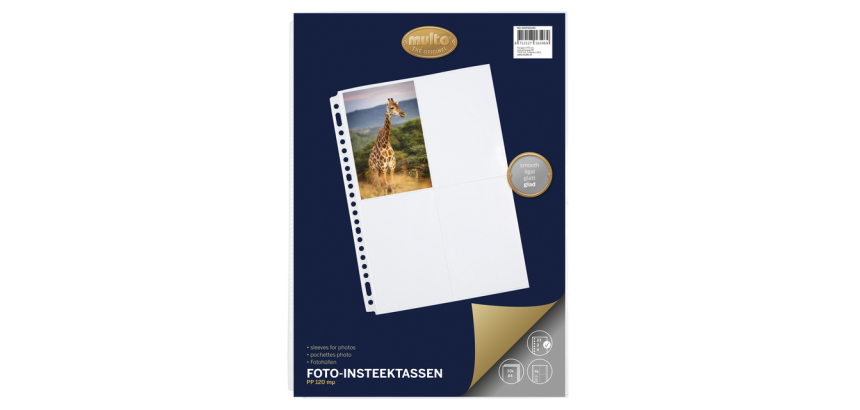 Pochette photo Multo A4 23 perf 4 compartiments 10x15cm PP transparant 10 pièces