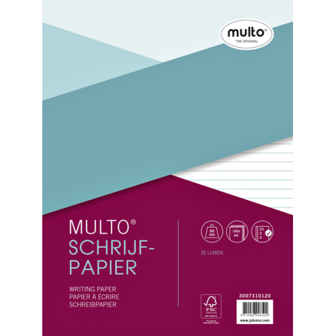 Feuilles Multo A4 23 perforations ligné 100 feuilles