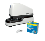Agrafeuse Rapid Optima 60E électrique sans contact 60 feuilles blanc/noir