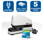 Agrafeuse Rapid Optima 60E électrique sans contact 60 feuilles blanc/noir