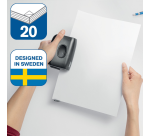 Perforateur Rapid Fashion Eco 2 trous 20 feuilles noir