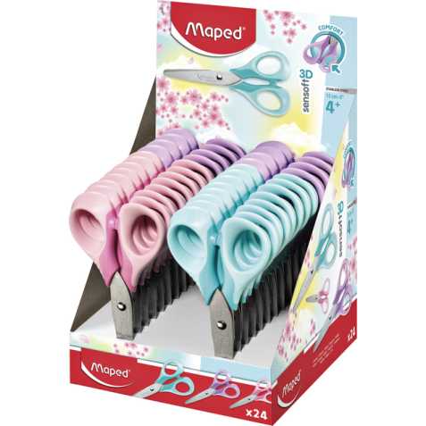 Ciseaux Maped Sensoft 13cm pastel présentoir 24 pièces assorti