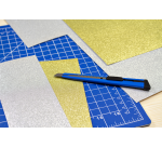 Cutter Westcott Office 9mm bouton sur glissière acier bleu