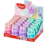 Maped Connect Pencil Sharpener with Eraser 2 Holes Display 20 Pieces Assorted Pastel