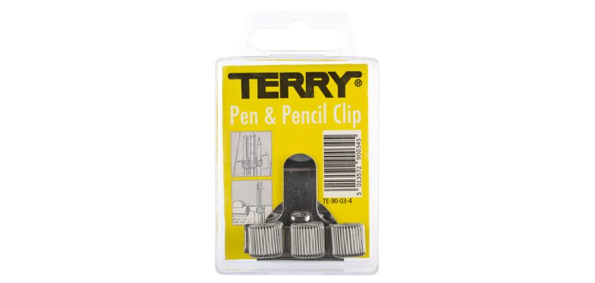 Penhouder Terry clip voor 3 pennen/potloden zilverkleurig