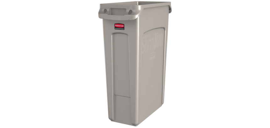 Afvalbak Rubbermaid Slim Jim Vented met luchtsleuven 87 liter grijs