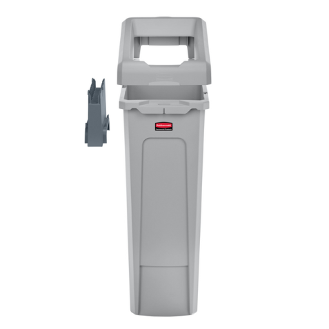 Afvalbak Rubbermaid Slim Jim Recyclestation starterset 87L grijs