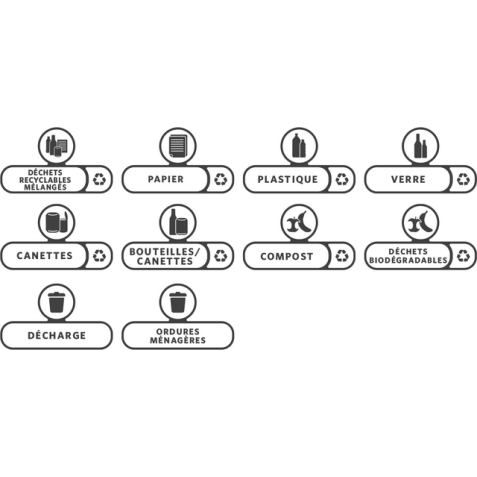 Kit étiquettes Rubbermaid pour station de recyclage Slim Jim Français 10 pièces