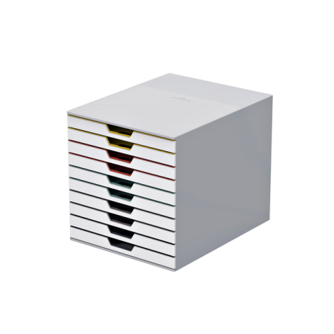 Modul zur dauerhaften Klassifizierung Varicolor® 10 Schubladen weiß mit farbigem Rand.