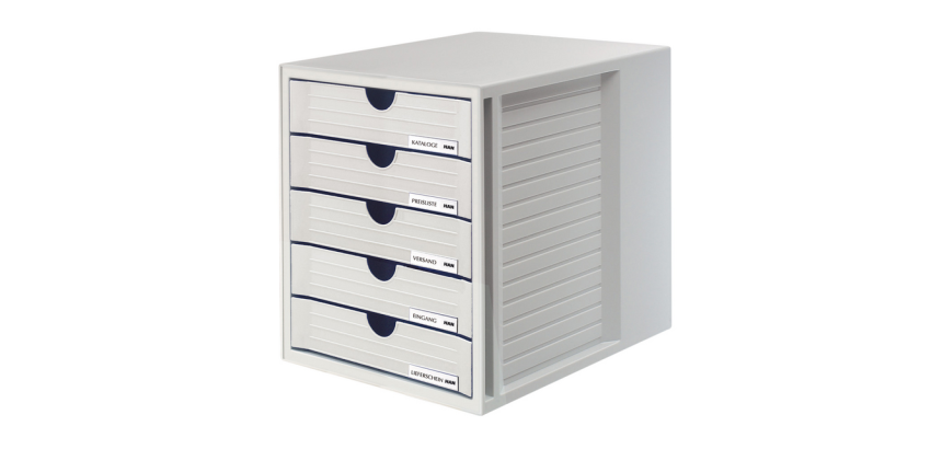 Han Schubladenblock mit geschlossenen Schubladen