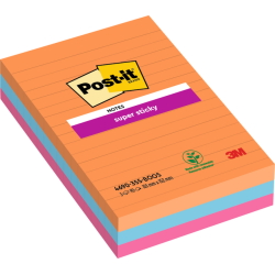 Memoblok Post-it 4690 Super Sticky 101x152mm lijn Bangkok 3 stuks