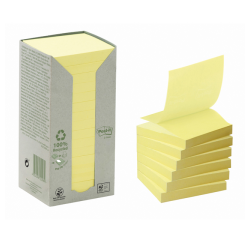 Bloc-mémos Post-it Z-Notes R330-1T 76x76mm recyclé jaune 16 pièces