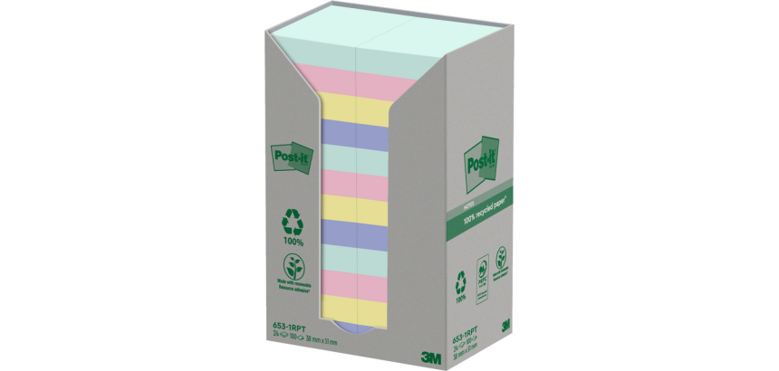 Post-it Memo Blocks 653-RPT 38x51mm Pastel Rainbow 24 Pieces