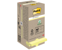 Memoblok Post-it 654 76x76mm recycled pastel geel 16 stuks