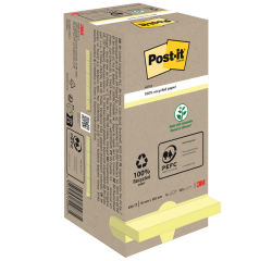 Bloc-mémos Post-it 654 76x76mm recyclé jaune pastel 16 pièces