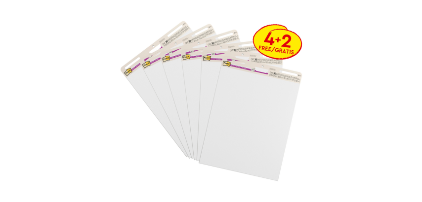 Meeting chart Post-it 559 Super Sticky 63,5x76,2cm blanc 4+2 gratuits