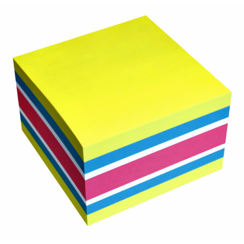 Memoblok info notes kubus 450 vel 75x75mm neon assorti 450 vel