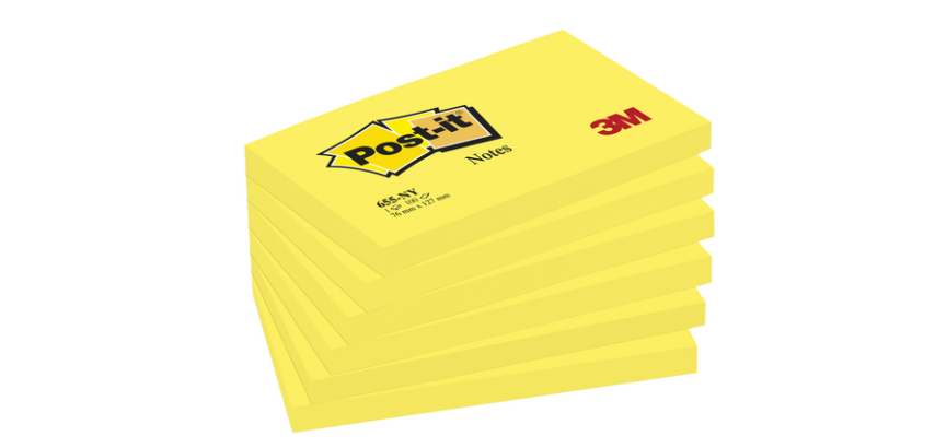 Post-it Note Pad 655 76x127mm 100 sheets neon yellow