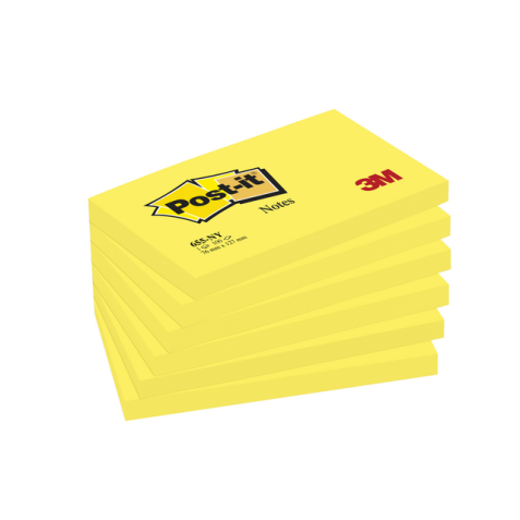 Memoblok Post-it 655 76x127mm 100 vel per blok neon geel