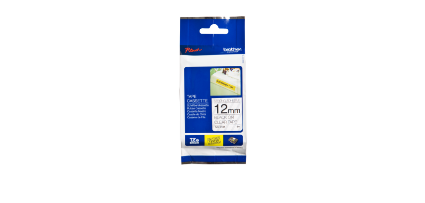 Ruban de lettrage Brother P-Touch TZe-S231 forte adhérence 12mm noir sur blanc
