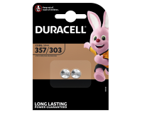 Pile bouton Duracell 2x 357/303 oxyde d'argent Ø11,6mm 2 pièces