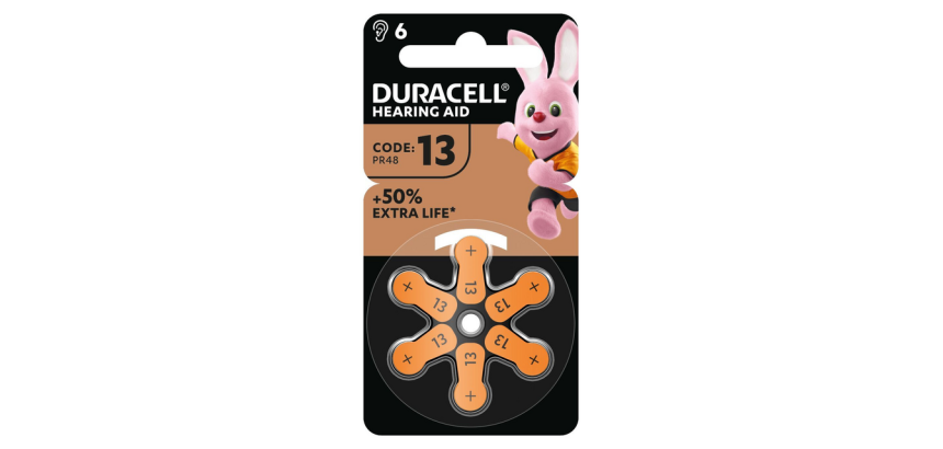 Duracell Hearing Batteries DA13 Ø7.9mm 310mAh 6 pieces