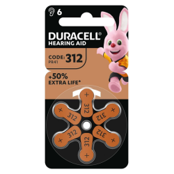 Pile Duracell Hearing DA312 Ø7,9mm 180mAh 6 pièces