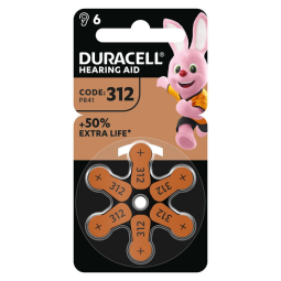 Pile Duracell Hearing DA312 Ø7,9mm 180mAh 6 pièces