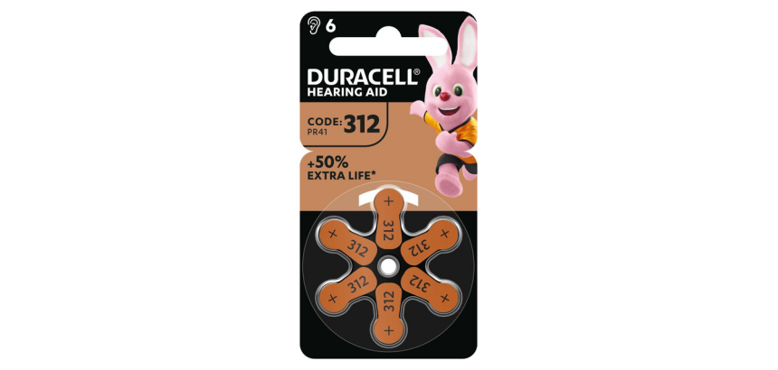 Duracell Hearing Batterie DA312 Ø7,9mm 180mAh 6 Stück