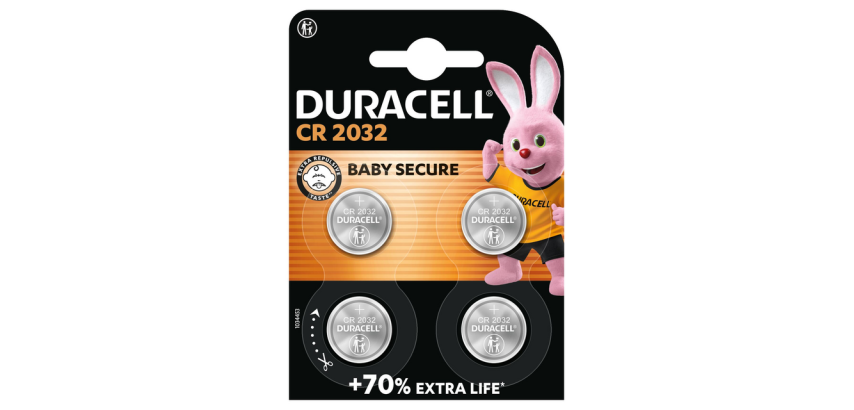 Button cell Duracell 4x CR2032 lithium Ø20mm 3V-180mAh