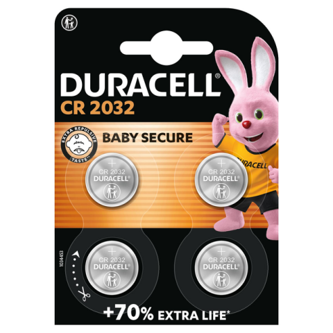 Pila de botón litio Duracell CR2032 - Blíster de 4 pilas