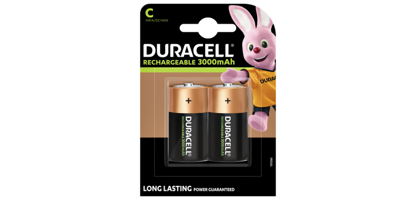 Duracell Rechargeable Battery 2x C 3000mAh Plus