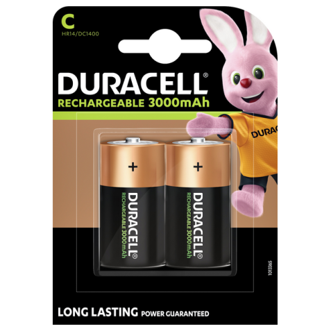 Pile rechargeable Duracell 2x C 3000mAh Plus