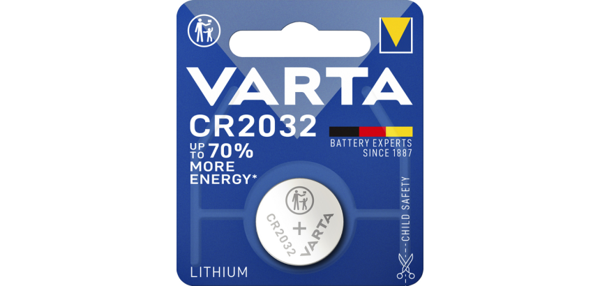 Pile bouton Varta CR2032 lithium blister 1 pièce
