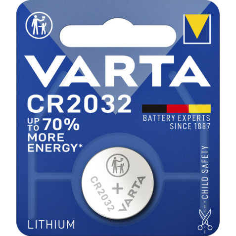 Pile bouton Varta CR2032 lithium blister 1 pièce